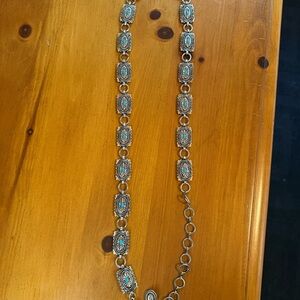 Turquoise Accent Silver-Link Necklace - Women